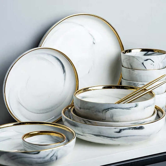 Golden Edge Ceramic Dinnerware Set