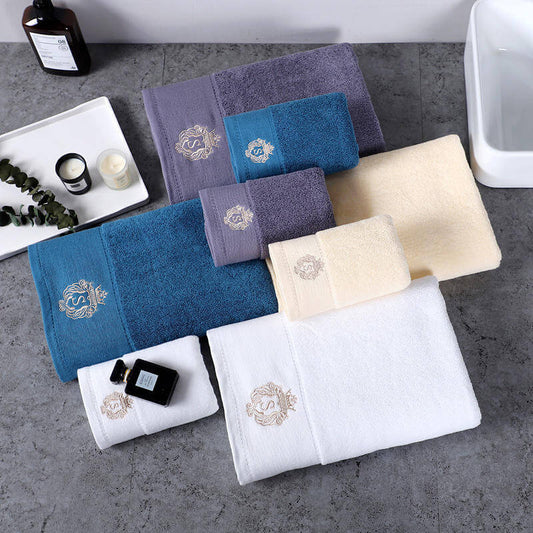Crown Towels Set | Embroidered-Crown-White-5stars-Hotel-Towels