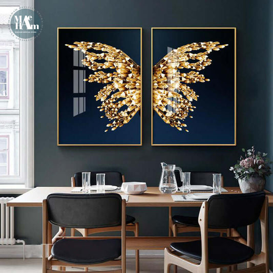 Nordic Golden Butterfly Gilt Wall Picture | paintings for living room wall | Morden creative print